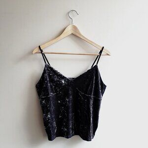 AMERICAN EAGLE Velvet Camisole Top in Deep Midnight Violet with Silver Sheen